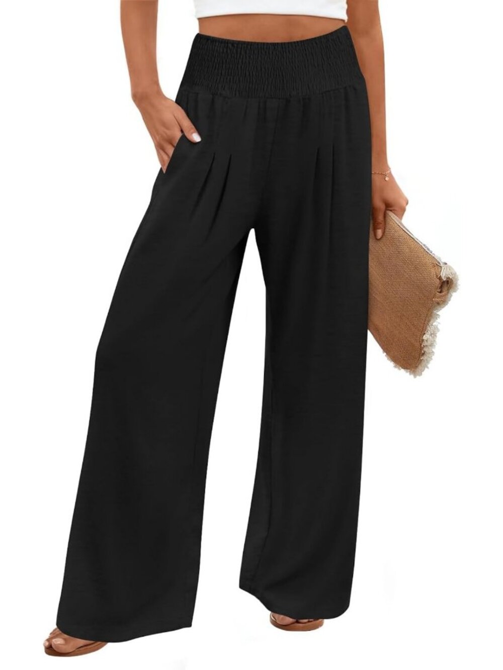 Chic Wide Leg Palazzo Pants for Women | Casual Flowy Lounge Pants with Pockets